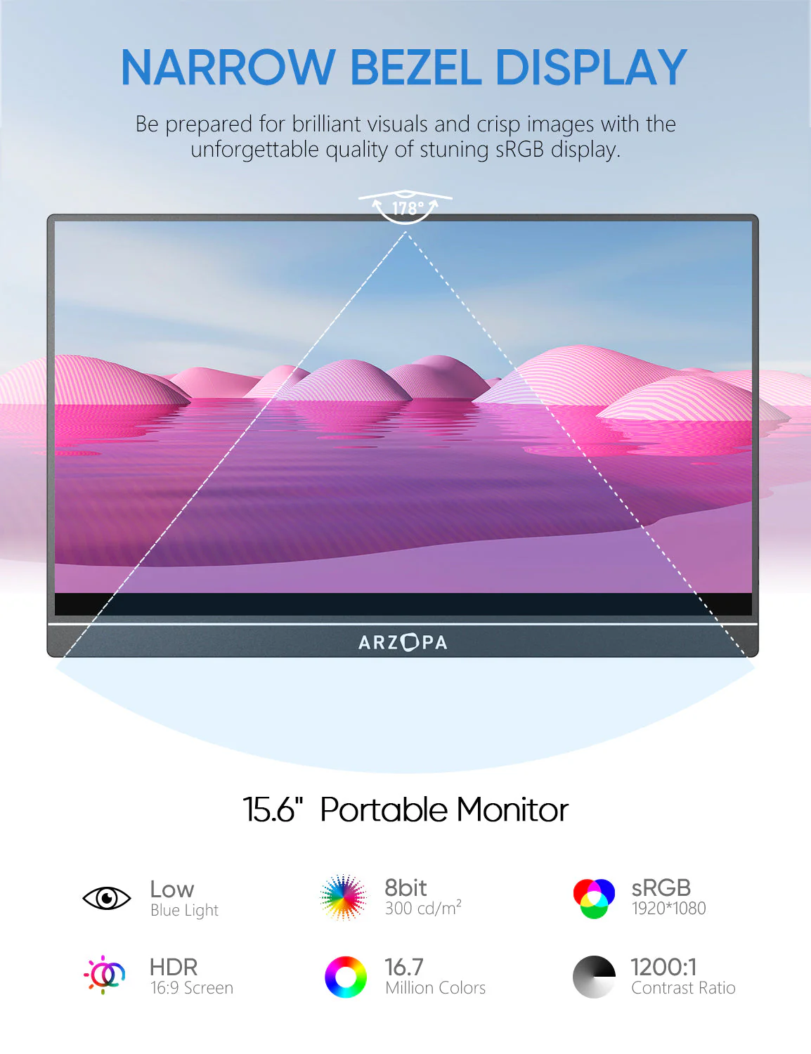Arzopa A1 Travel Monitor | 15.6” FHD 1080P Display