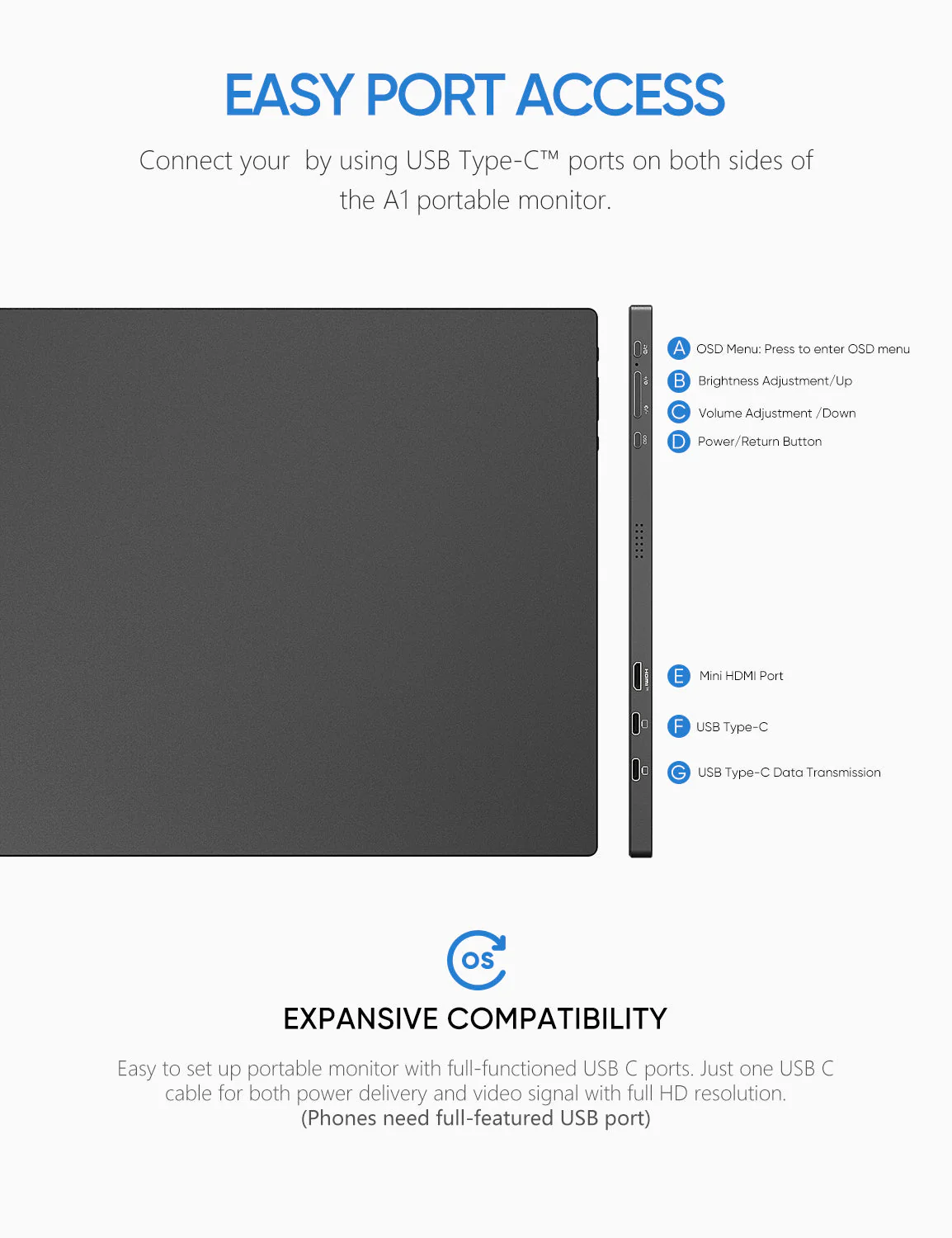 Arzopa A1 Travel Monitor | 15.6” FHD 1080P Display
